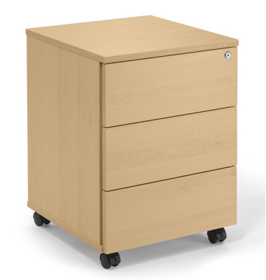 Rollcontainer 349373, buche, 3 Schubladen, Metall, abschlie&szlig;bar