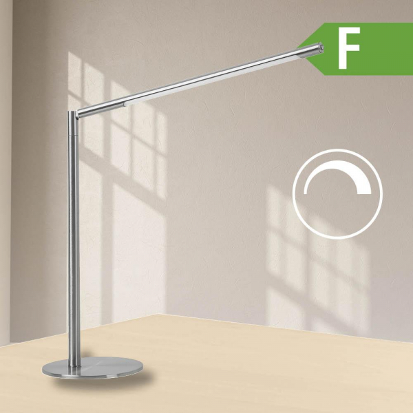 Deskin LED-Schreibtischlampe, silber, Standfuß, dimmbar, dimmbar  Deskin