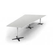 Konferenztisch 330298, 73,5cm (H), 380x80/197,5cm (BxT), 8 Personen, Trapezform, lichtgrau / chrom/anthrazit