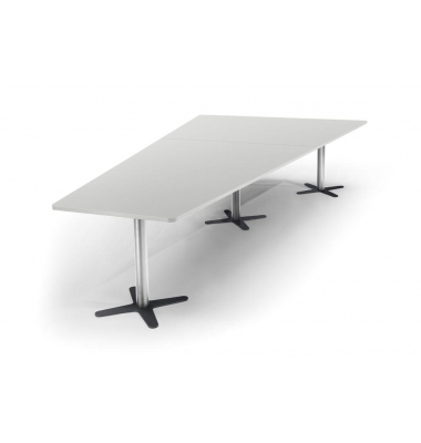 Konferenztisch DUBLIN, 73,5cm (H), 380x80/197,5cm (BxT), 8 Personen, Trapezform, lichtgrau / chrom/anthrazit