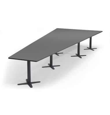 Konferenztisch 330309, 73,5cm (H), 500x80/205cm (BxT), 12 Personen, Trapezform, anthrazit / anthrazit