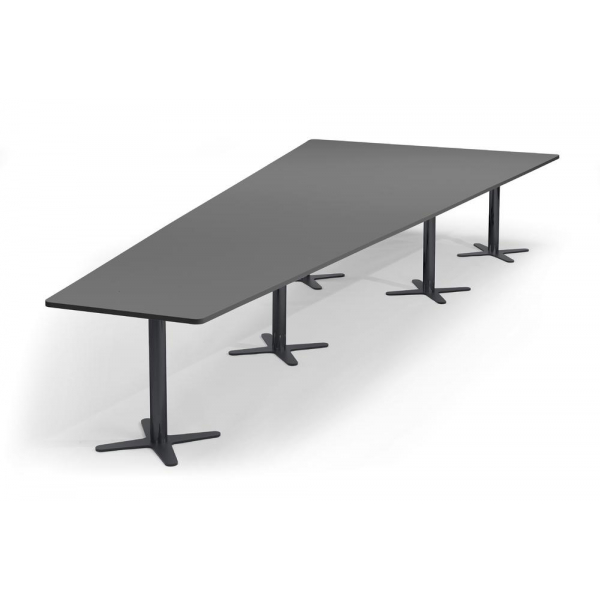 Deskin Konferenztisch DUBLIN, 73,5cm (H), 500x80/205cm (BxT), 12 Personen, Trapezform, anthrazit / anthrazit  Deskin