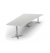 Konferenztisch DUBLIN, 73,5cm (H), 380x80/197,5cm (BxT), 8 Personen, Trapezform, lichtgrau / silber