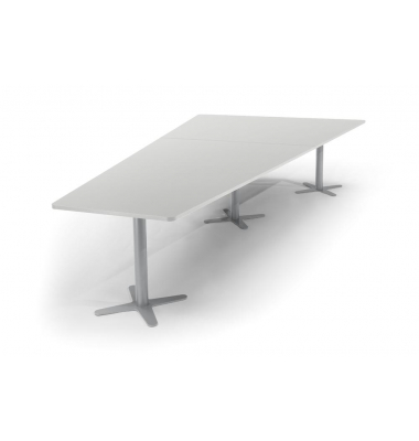 Konferenztisch 330288, 73,5cm (H), 380x80/197,5cm (BxT), 8 Personen, Trapezform, lichtgrau / silber