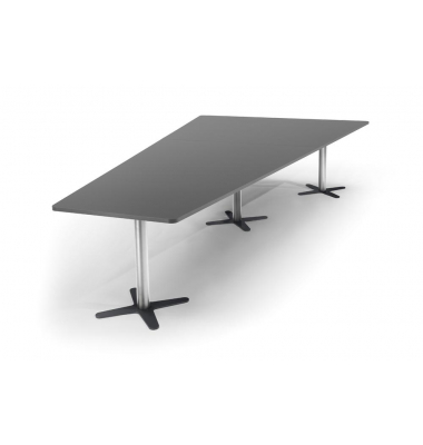 Konferenztisch DUBLIN, 73,5cm (H), 380x80/197,5cm (BxT), 8 Personen, Trapezform, anthrazit / chrom/anthrazit