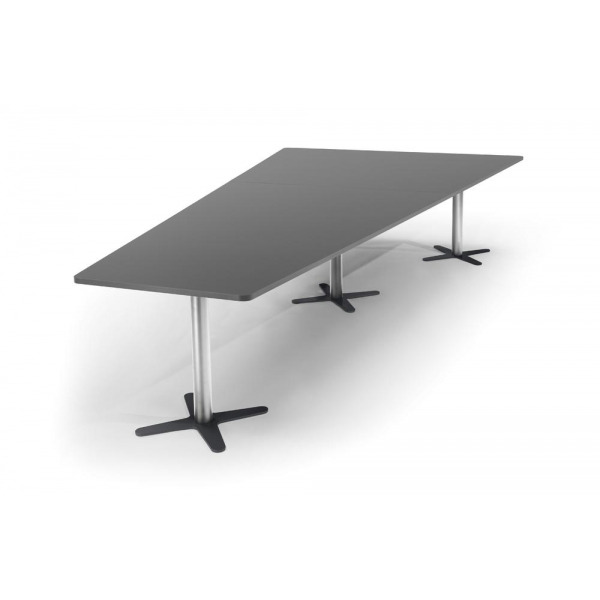 Deskin Konferenztisch DUBLIN, 73,5cm (H), 380x80/197,5cm (BxT), 8 Personen, Trapezform, anthrazit / chrom/anthrazit  Deskin