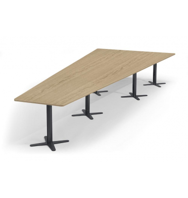 Konferenztisch 330310, 73,5cm (H), 500x80/205cm (BxT), 12 Personen, Trapezform, eiche hell / anthrazit