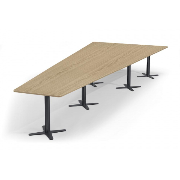 Deskin Konferenztisch DUBLIN, 73,5cm (H), 500x80/205cm (BxT), 12 Personen, Trapezform, eiche hell / anthrazit  Deskin