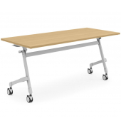 Klapptisch, 160x80cm (BxT), 72cm (H), Holz, rechteckig, buche / silber, mit Rollen