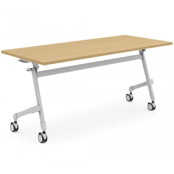 Deskin Klapptisch, 160x80cm (BxT), 72cm (H), Holz, rechteckig, buche / silber, mit Rollen  Deskin