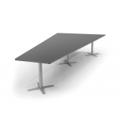 Konferenztisch 330289, 73,5cm (H), 380x80/197,5cm (BxT), 8 Personen, Trapezform, anthrazit / silber