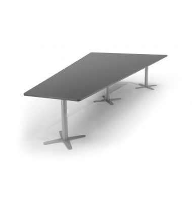 Konferenztisch 330289, 73,5cm (H), 380x80/197,5cm (BxT), 8 Personen, Trapezform, anthrazit / silber