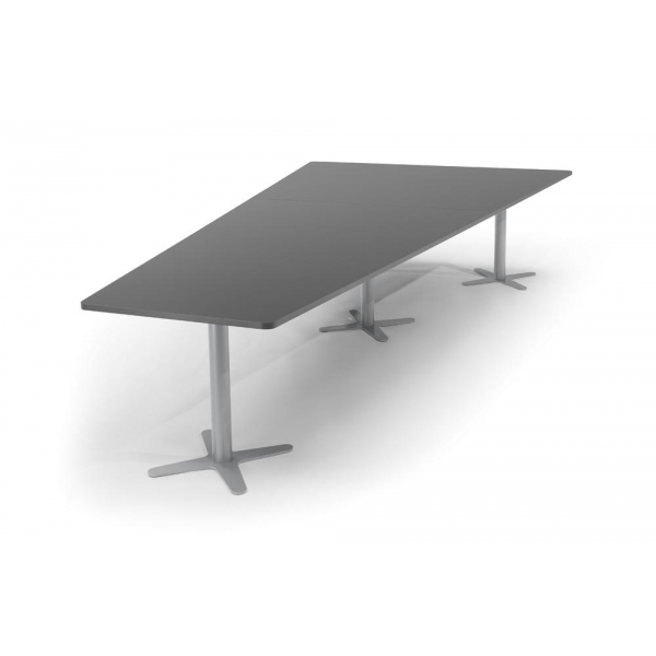 Deskin Konferenztisch DUBLIN, 73,5cm (H), 380x80/197,5cm (BxT), 8 Personen, Trapezform, anthrazit / silber  Deskin
