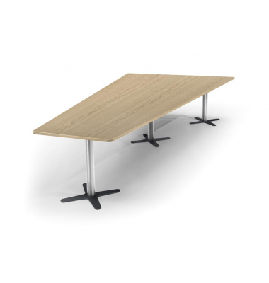 Konferenztisch 330300, 73,5cm (H), 380x80/197,5cm (BxT), 8 Personen, Trapezform, eiche hell / chrom/anthrazit