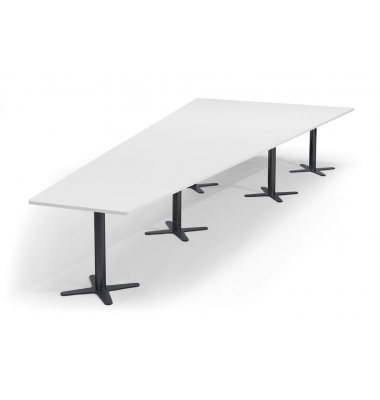 Konferenztisch DUBLIN, 73,5cm (H), 500x80/205cm (BxT), 12 Personen, Trapezform, wei&szlig; / anthrazit
