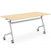 Klapptisch, 160x80cm (BxT), 72cm (H), Holz, rechteckig, ahorn / silber, mit Rollen