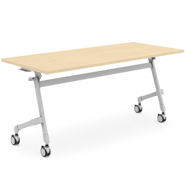 Klapptisch, 160x80cm (BxT), 72cm (H), Holz, rechteckig, ahorn / silber, mit Rollen