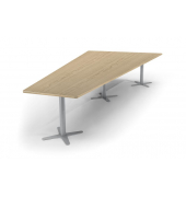 Konferenztisch 330290, 73,5cm (H), 380x80/197,5cm (BxT), 8 Personen, Trapezform, eiche hell / silber