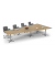 Konferenztisch 330290, 73,5cm (H), 380x80/197,5cm (BxT), 8 Personen, Trapezform, eiche hell / silber