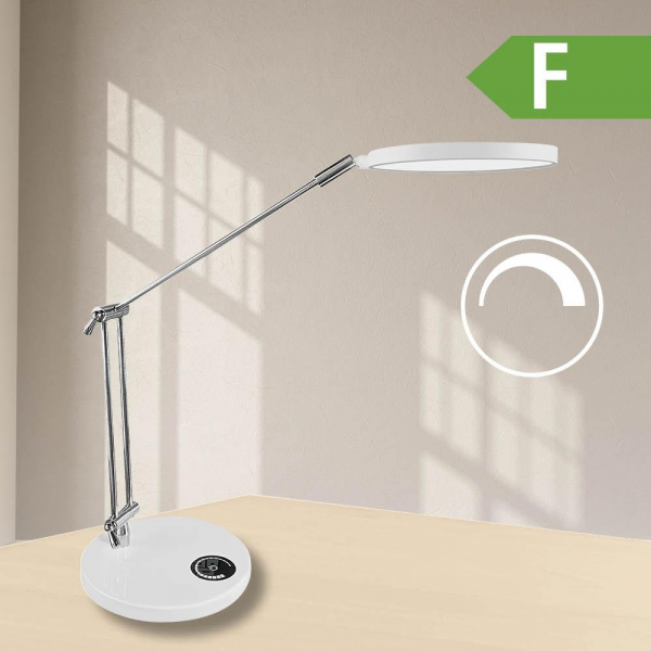 Deskin LED-Schreibtischlampe, weiß, Standfuß, dimmbar, dimmbar  Deskin