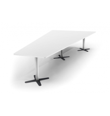 Konferenztisch DUBLIN, 73,5cm (H), 380x80/197,5cm (BxT), 8 Personen, Trapezform, wei&szlig; / chrom/anthrazit