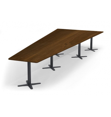Konferenztisch DUBLIN, 73,5cm (H), 500x80/205cm (BxT), 12 Personen, Trapezform, Nussdekor dunkel / anthrazit