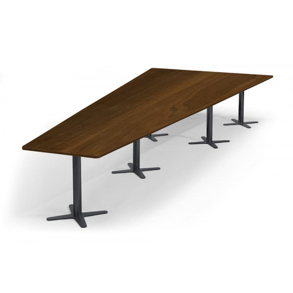 Deskin Konferenztisch DUBLIN, 73,5cm (H), 500x80/205cm (BxT), 12 Personen, Trapezform, nussbaum dunkel / anthrazit  Deskin