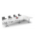 Konferenztisch DUBLIN, 73,5cm (H), 380x80/197,5cm (BxT), 8 Personen, Trapezform, wei&szlig; / silber