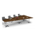Konferenztisch 330302, 73,5cm (H), 380x80/197,5cm (BxT), 8 Personen, Trapezform, Nussdekor dunkel / chrom/anthrazit