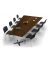 Konferenztisch 330302, 73,5cm (H), 380x80/197,5cm (BxT), 8 Personen, Trapezform, Nussdekor dunkel / chrom/anthrazit