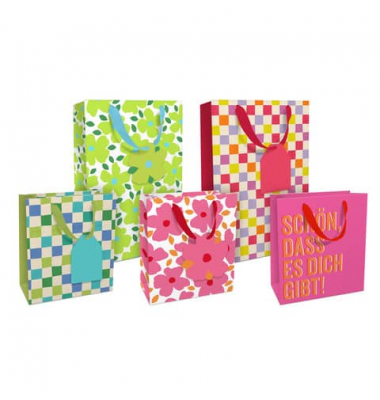 Geschenktasche 1500-25357/PBS Candy, allgemein, Schleifenband mit Anhänger, 5 Motive sortiert