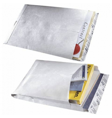Faltentaschen Tyvek 30000949, C4, ohne Fenster, 40mm-Falte, selbstklebend, 70g, weiß