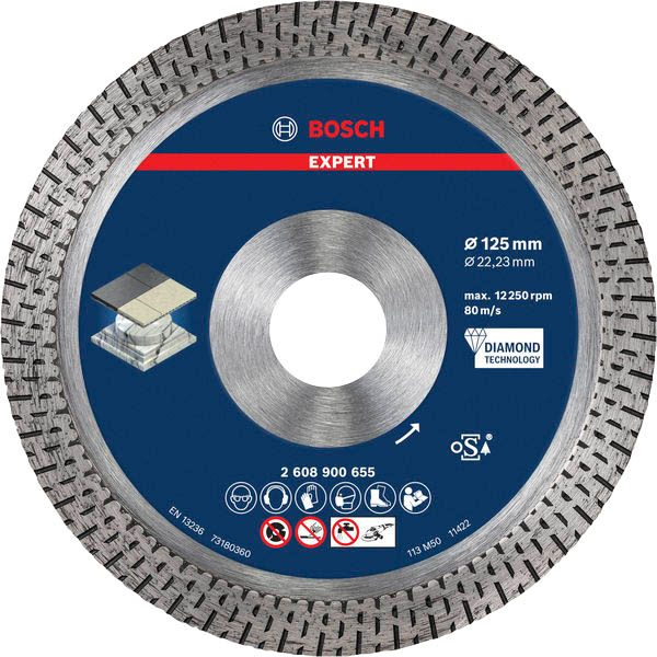 4059952539904 - 2608900655 EXPERT HardCeramic Diamanttrennscheibe Durchmesser 125 mm Bohrungs-Ø 2223 mm Stein Beton Ziegel Fliesen 1 St