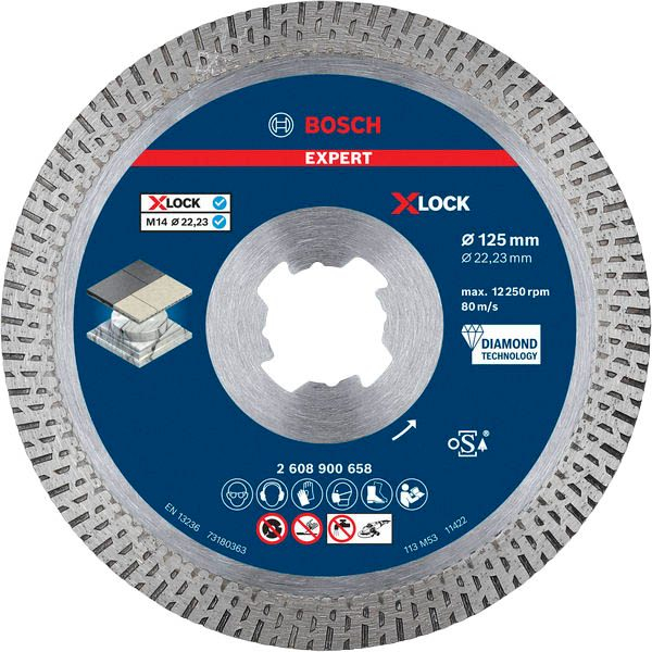 4059952539935 - 2608900658 EXPERT HardCeramic X-LOCK Diamanttrennscheibe Durchmesser 125 mm Bohrungs-Ø 2223 mm Stein Beton Ziegel 1 St 4059952539935 - 2608900658 EXPERT HardCeramic X-LOCK Diamanttrennscheibe Durchmesser 125 mm Bohrungs-Ø 2223 mm Stein Beton Ziegel 1 St