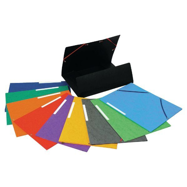 Alpedia Eckspannmappe - 55600E, Din A4 farbig sortiert Karton 355g, für ca. 300 Blatt  (80 g/m²), mit 3 Einschlagklappen 3662168017640 A 25 Stück