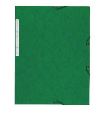 Eckspannmappe - 55615E, A4 gr&uuml;n Karton 390g, f&uuml;r ca. 500 Blatt  (80 g/m&sup2;), mit 3 Einschlagklappen