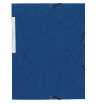 Eckspannmappe - 55607E, A4 blau Karton 390g, f&uuml;r ca. 500 Blatt  (80 g/m&sup2;), mit 3 Einschlagklappen