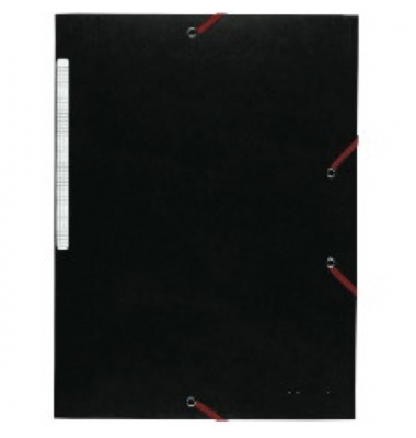 Eckspannmappe 55601E, A4 schwarz Karton 355g, mit 3 Einschlagklappen
