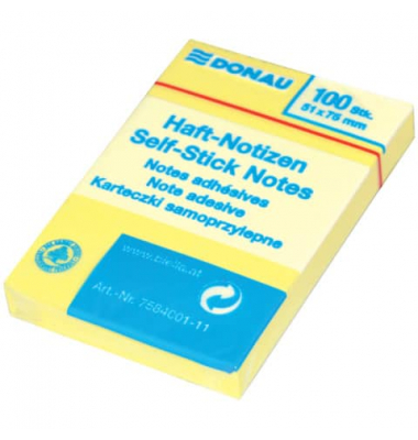 Haftnotizen 7584001-11, 75x51mm, gelb, rechteckig