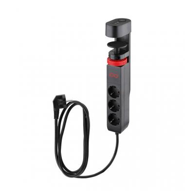IOIO SL 3000 3-fach Tischsteckdose 1,5 m schwarz mit USB-Buchse