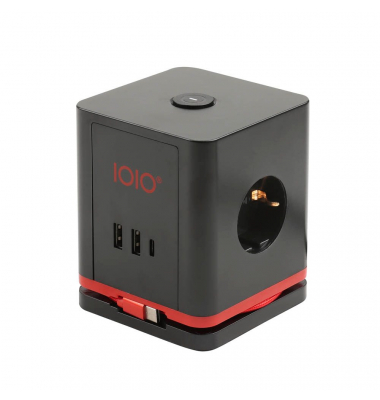 IOIO SW 1000 3-fach Steckdosenwürfel  1,5 m schwarz mit USB-Buchse