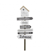 Gartenstecker Zuhause schwarzweiß
