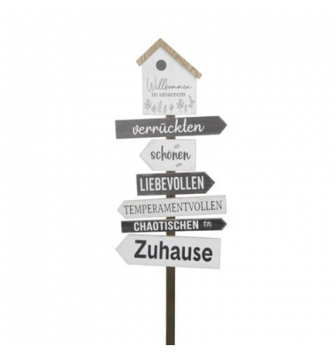 Gartenstecker Zuhause schwarzweiß