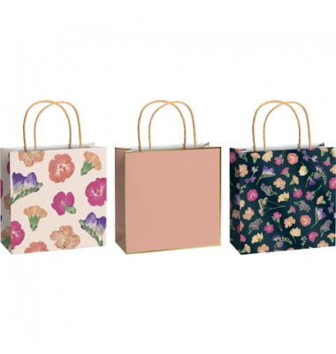 Geschenktasche 2543 5170 99 Nature - Maila, allgemein, mit Tragekordel, 3 Motive sortiert / Blumen, 20cm x 20cm