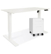 Schreibtisch-Büromöbel-Set Easy Starter Set ESS1206396005R2696, elektrisch höhenverstellbar 70-112cm (H), 120x60cm (BxT), rechteckig, weiß / weiß