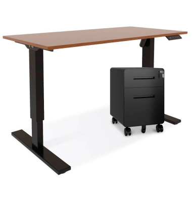 Schreibtisch-Büromöbel-Set Easy Starter Set ESS1406333008R2633, elektrisch höhenverstellbar 70-112cm (H), 140x60cm (BxT), rechte