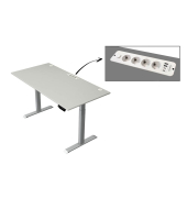 Schreibtisch Move 1 plus, elektrisch höhenverstellbar, 74-123cm (H), 160x80cm (BxT), rechteckig, weiß / grau