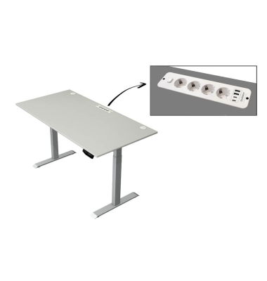 Schreibtisch Move 1 plus, elektrisch höhenverstellbar, 74-123cm (H), 160x80cm (BxT), rechteckig, weiß / grau