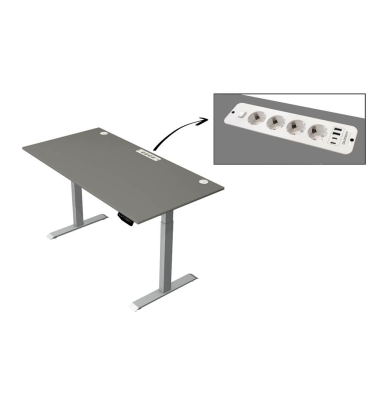 Schreibtisch Move 1 plus, elektrisch höhenverstellbar, 74-123cm (H), 160x80cm (BxT), rechteckig, weiß / grau