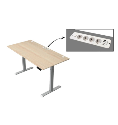 Schreibtisch Move 1 plus, elektrisch höhenverstellbar, 74-123cm (H), 160x80cm (BxT), rechteckig, weiß / grau
